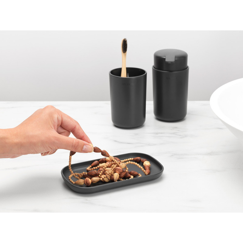 Σετ αξεσουάρ μπάνιου Brabantia ReNew 1003491, 3 τεμάχια, 250 ml, ανθεκτικό στη διάβρωση, σκούρο γκρι