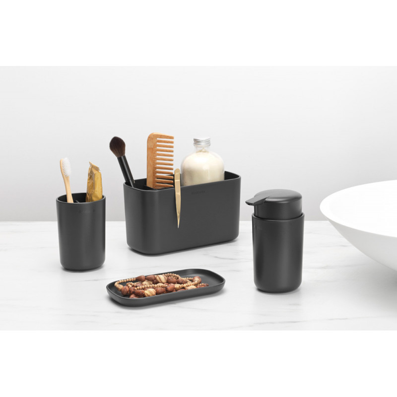 Σετ αξεσουάρ μπάνιου Brabantia ReNew 1003491, 3 τεμάχια, 250 ml, ανθεκτικό στη διάβρωση, σκούρο γκρι