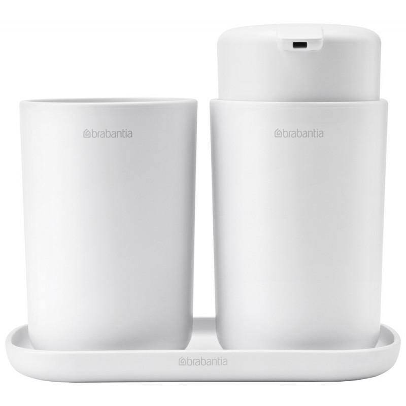 Σετ αξεσουάρ μπάνιου Brabantia ReNew 1003492, 3 τεμάχια, 250 ml, ανθεκτικό στη διάβρωση, λευκό