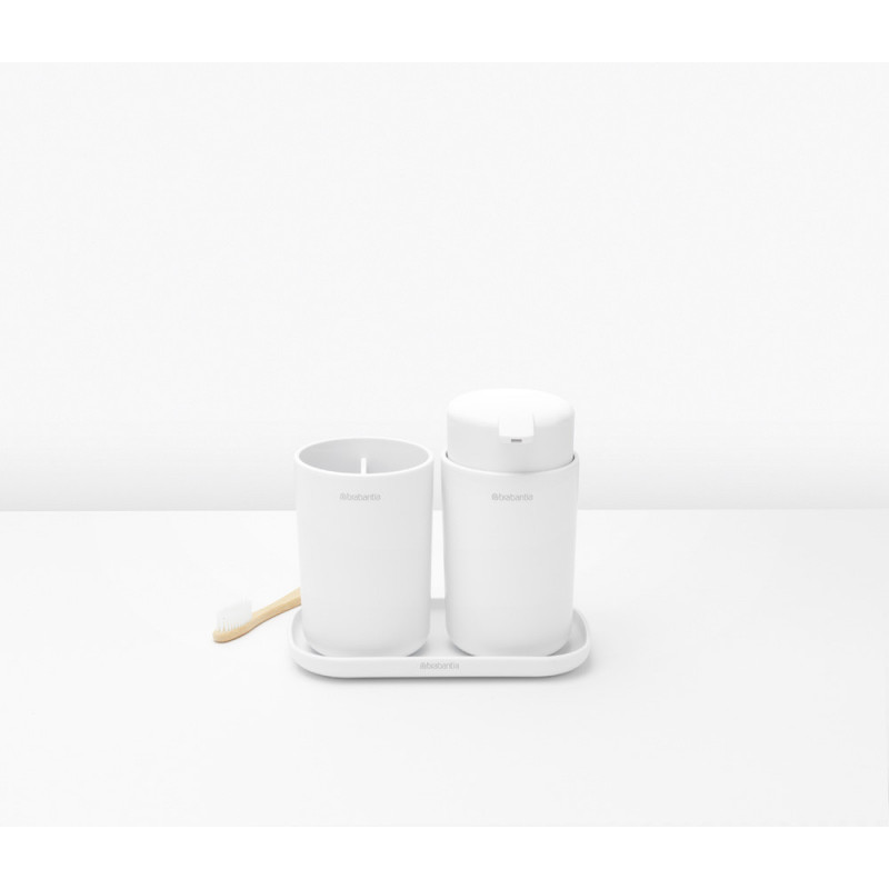 Σετ αξεσουάρ μπάνιου Brabantia ReNew 1003492, 3 τεμάχια, 250 ml, ανθεκτικό στη διάβρωση, λευκό