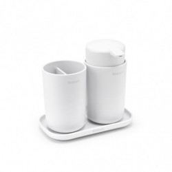 Σετ αξεσουάρ μπάνιου Brabantia ReNew 1003492, 3 τεμάχια, 250 ml, ανθεκτικό στη διάβρωση, λευκό