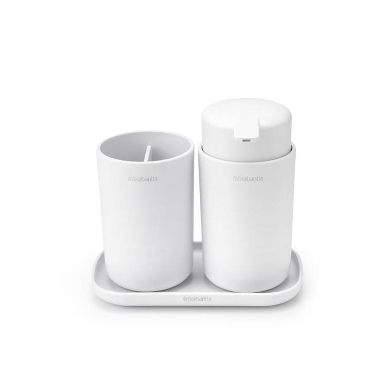 Σετ αξεσουάρ μπάνιου Brabantia ReNew 1003492, 3 τεμάχια, 250 ml, ανθεκτικό στη διάβρωση, λευκό
