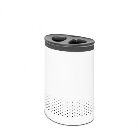 Καλάθι πλυσίματος Brabantia Selector 1003787, 55 l, 2 διαμερίσματα, οπές εξαερισμού, πλήρωση χωρίς άνοιγμα, Λευκό