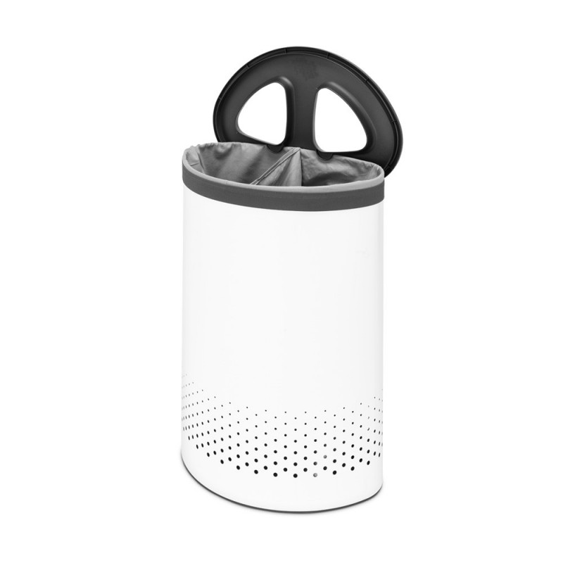 Καλάθι πλυσίματος Brabantia Selector 1003787, 55 l, 2 διαμερίσματα, οπές εξαερισμού, πλήρωση χωρίς άνοιγμα, Λευκό