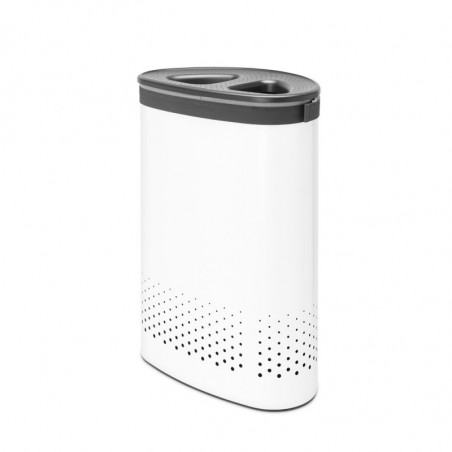 Καλάθι πλυσίματος Brabantia Selector 1003787, 55 l, 2 διαμερίσματα, οπές εξαερισμού, πλήρωση χωρίς άνοιγμα, Λευκό