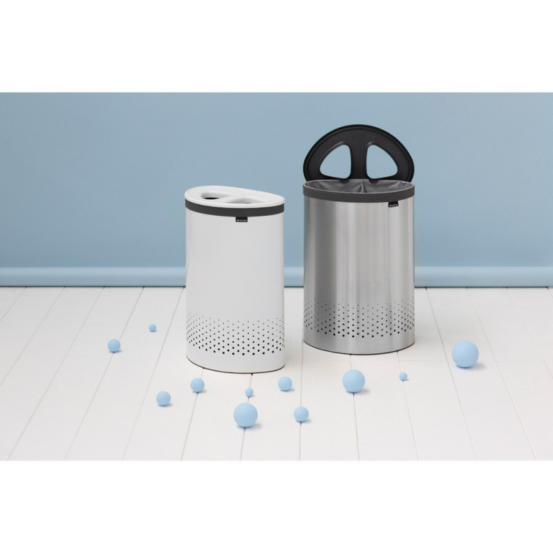 Καλάθι πλυσίματος Brabantia Selector 1003787, 55 l, 2 διαμερίσματα, οπές εξαερισμού, πλήρωση χωρίς άνοιγμα, Λευκό
