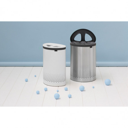 Καλάθι πλυσίματος Brabantia Selector 1003787, 55 l, 2 διαμερίσματα, οπές εξαερισμού, πλήρωση χωρίς άνοιγμα, Λευκό