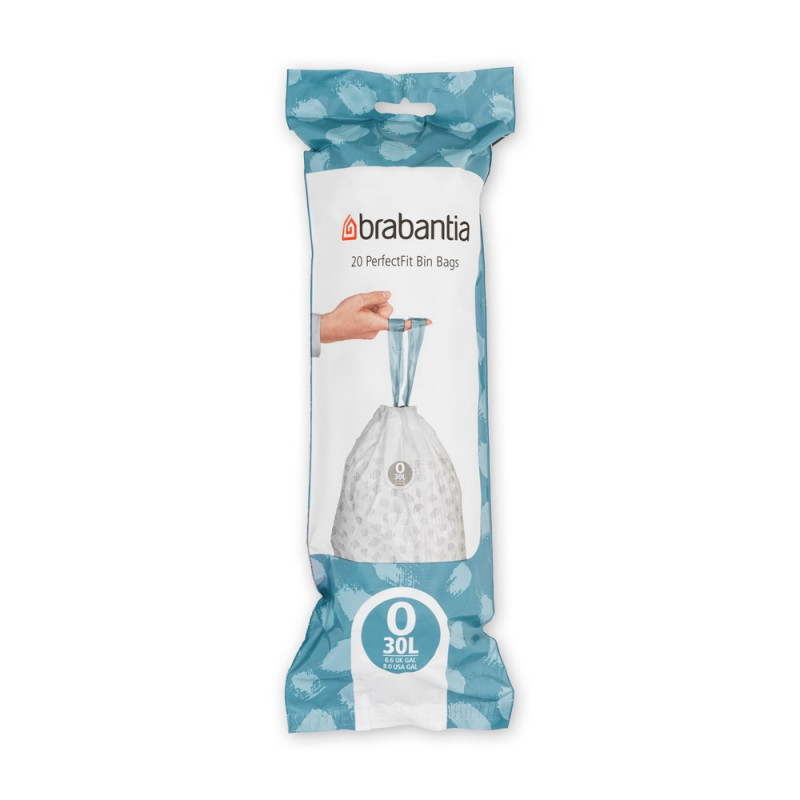 Σακούλες απορριμμάτων Brabantia PerfectFit FlatBack+/Bo 1004144, μέγεθος O, 30 l, 20 τεμάχια, λευκό