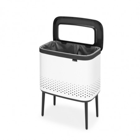 Καλάθι πλυσίματος Brabantia Bo 1004174, 60 l, Πλήρωση χωρίς άνοιγμα, οπές εξαερισμού, ρυθμιζόμενα πόδια, Λευκό