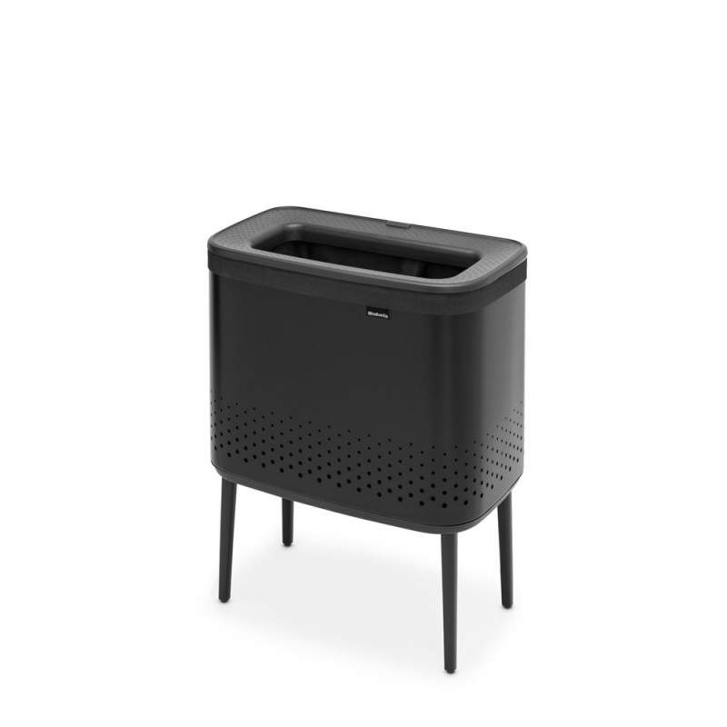 Καλάθι πλυσίματος Brabantia Bo 1004175, 60 l, Πλήρωση χωρίς άνοιγμα, οπές εξαερισμού, ρυθμιζόμενα πόδια, Μαύρο