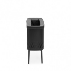Καλάθι πλυσίματος Brabantia Bo 1004175, 60 l, Πλήρωση χωρίς άνοιγμα, οπές εξαερισμού, ρυθμιζόμενα πόδια, Μαύρο