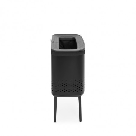 Καλάθι πλυσίματος Brabantia Bo 1004175, 60 l, Πλήρωση χωρίς άνοιγμα, οπές εξαερισμού, ρυθμιζόμενα πόδια, Μαύρο