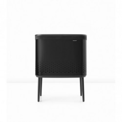Καλάθι πλυσίματος Brabantia Bo 1004175, 60 l, Πλήρωση χωρίς άνοιγμα, οπές εξαερισμού, ρυθμιζόμενα πόδια, Μαύρο