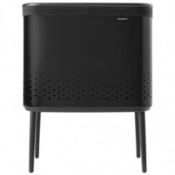 Καλάθι πλυσίματος Brabantia Bo 1004175, 60 l, Πλήρωση χωρίς άνοιγμα, οπές εξαερισμού, ρυθμιζόμενα πόδια, Μαύρο