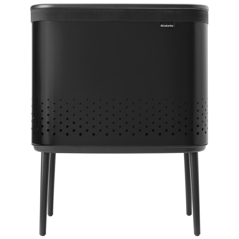 Καλάθι πλυσίματος Brabantia Bo 1004175, 60 l, Πλήρωση χωρίς άνοιγμα, οπές εξαερισμού, ρυθμιζόμενα πόδια, Μαύρο