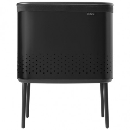 Καλάθι πλυσίματος Brabantia Bo 1004175, 60 l, Πλήρωση χωρίς άνοιγμα, οπές εξαερισμού, ρυθμιζόμενα πόδια, Μαύρο