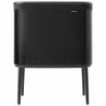 Καλάθι πλυσίματος Brabantia Bo 1004175, 60 l, Πλήρωση χωρίς άνοιγμα, οπές εξαερισμού, ρυθμιζόμενα πόδια, Μαύρο