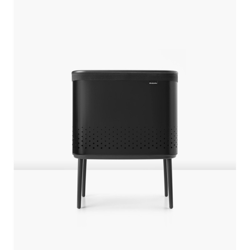Καλάθι πλυσίματος Brabantia Bo 1004175, 60 l, Πλήρωση χωρίς άνοιγμα, οπές εξαερισμού, ρυθμιζόμενα πόδια, Μαύρο