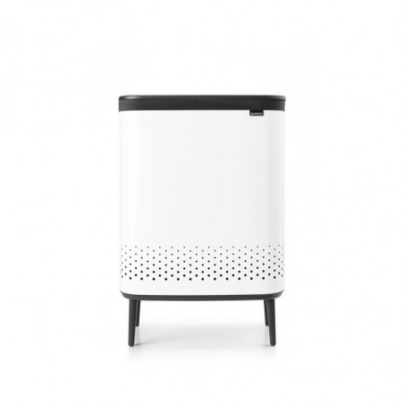 Καλάθι πλυσίματος Brabantia Bo 1004176, 2x45 l, Πλήρωση χωρίς άνοιγμα, οπές εξαερισμού, ρυθμιζόμενα πόδια, Λευκό