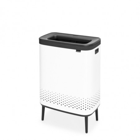 Καλάθι πλυσίματος Brabantia Bo 1004176, 2x45 l, Πλήρωση χωρίς άνοιγμα, οπές εξαερισμού, ρυθμιζόμενα πόδια, Λευκό