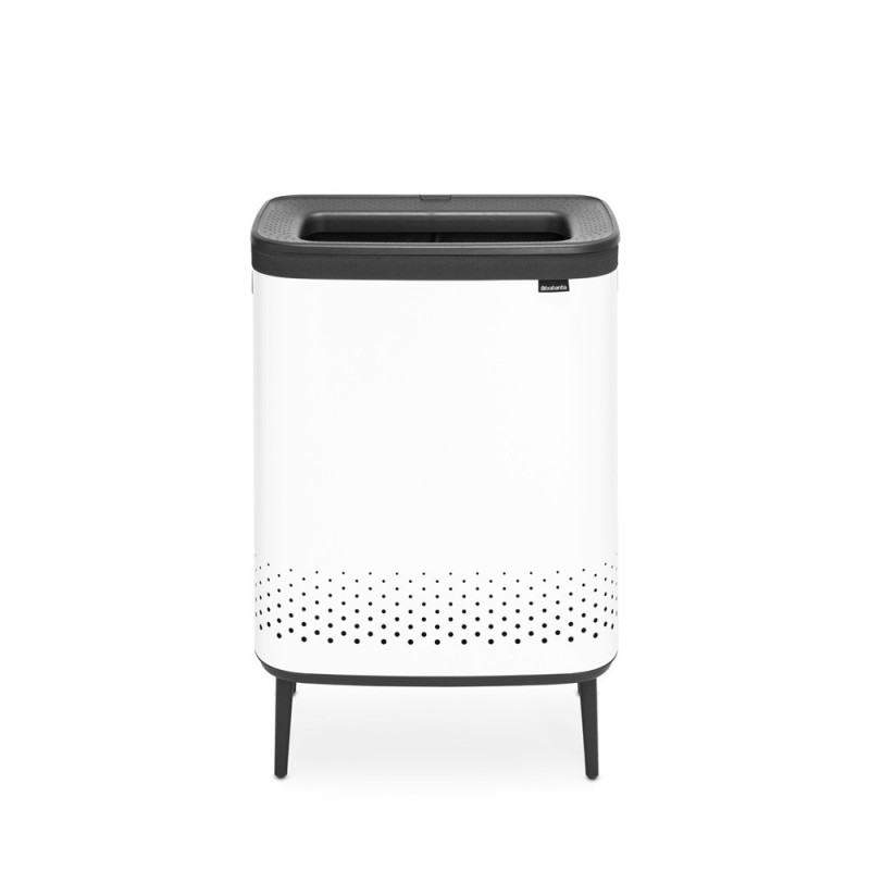 Καλάθι πλυσίματος Brabantia Bo 1004176, 2x45 l, Πλήρωση χωρίς άνοιγμα, οπές εξαερισμού, ρυθμιζόμενα πόδια, Λευκό