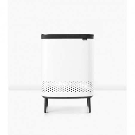 Καλάθι πλυσίματος Brabantia Bo 1004176, 2x45 l, Πλήρωση χωρίς άνοιγμα, οπές εξαερισμού, ρυθμιζόμενα πόδια, Λευκό