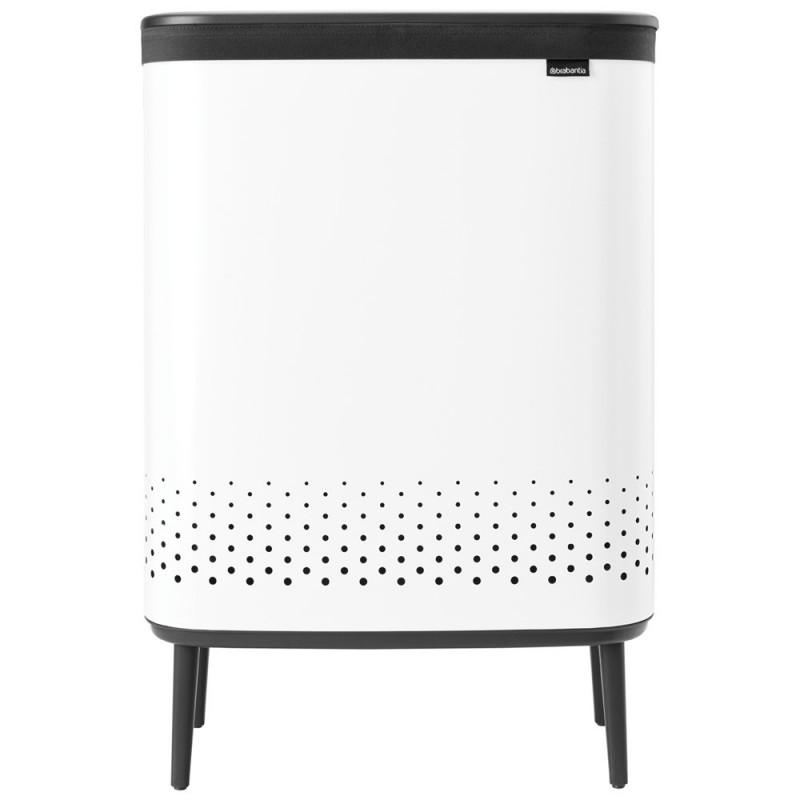 Καλάθι πλυσίματος Brabantia Bo 1004176, 2x45 l, Πλήρωση χωρίς άνοιγμα, οπές εξαερισμού, ρυθμιζόμενα πόδια, Λευκό