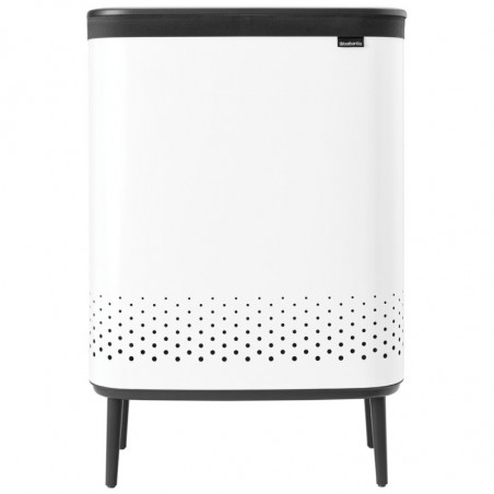 Καλάθι πλυσίματος Brabantia Bo 1004176, 2x45 l, Πλήρωση χωρίς άνοιγμα, οπές εξαερισμού, ρυθμιζόμενα πόδια, Λευκό