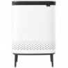 Καλάθι πλυσίματος Brabantia Bo 1004176, 2x45 l, Πλήρωση χωρίς άνοιγμα, οπές εξαερισμού, ρυθμιζόμενα πόδια, Λευκό
