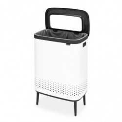 Καλάθι πλυσίματος Brabantia Bo 1004176, 2x45 l, Πλήρωση χωρίς άνοιγμα, οπές εξαερισμού, ρυθμιζόμενα πόδια, Λευκό