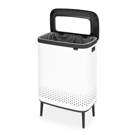 Καλάθι πλυσίματος Brabantia Bo 1004176, 2x45 l, Πλήρωση χωρίς άνοιγμα, οπές εξαερισμού, ρυθμιζόμενα πόδια, Λευκό