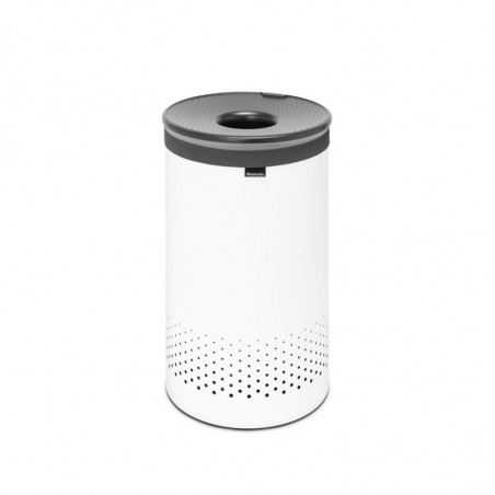 Brabantia 1004179 Καλάθι πλυντηρίου, 60 L, πλαστικό καπάκι, πλήρωση χωρίς άνοιγμα, οπές εξαερισμού, λευκό
