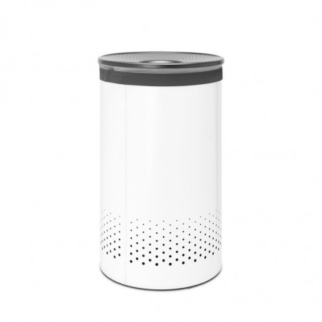 Brabantia 1004179 Καλάθι πλυντηρίου, 60 L, πλαστικό καπάκι, πλήρωση χωρίς άνοιγμα, οπές εξαερισμού, λευκό
