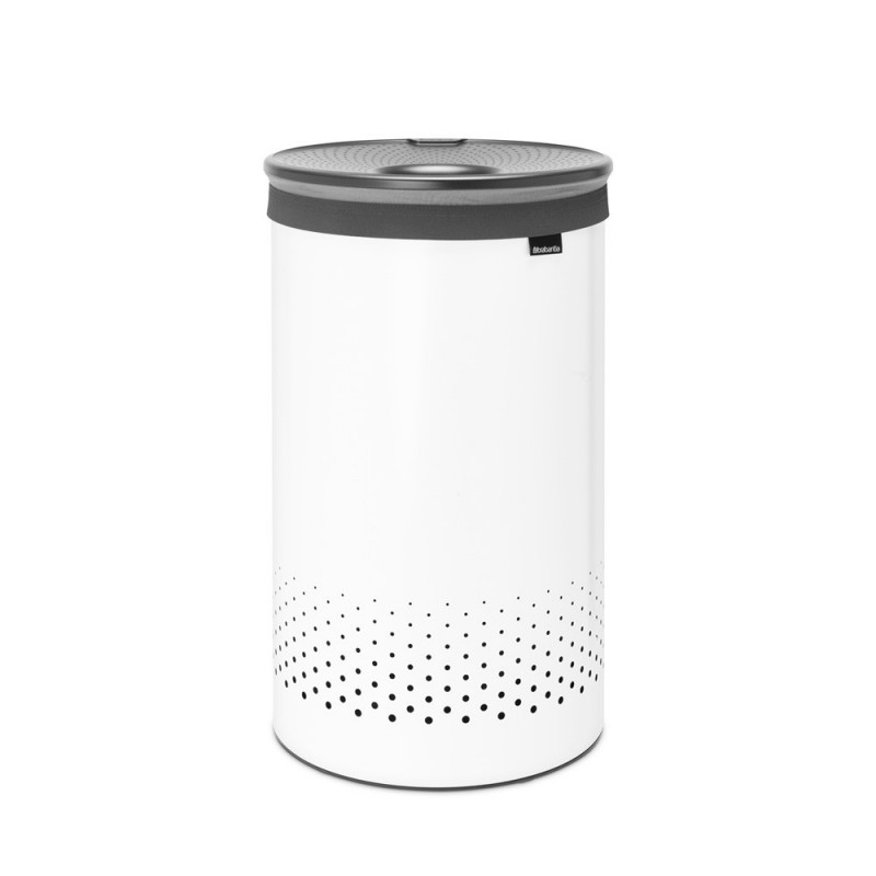 Brabantia 1004179 Καλάθι πλυντηρίου, 60 L, πλαστικό καπάκι, πλήρωση χωρίς άνοιγμα, οπές εξαερισμού, λευκό