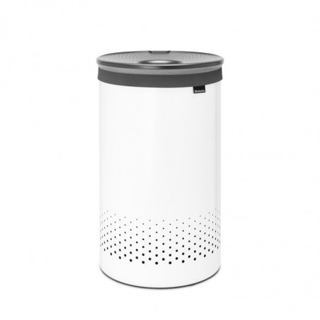 Brabantia 1004179 Καλάθι πλυντηρίου, 60 L, πλαστικό καπάκι, πλήρωση χωρίς άνοιγμα, οπές εξαερισμού, λευκό
