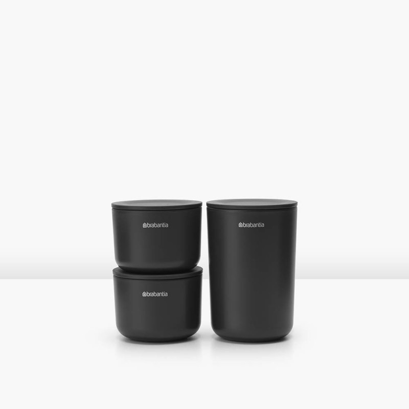 Σετ αποθήκευσης Brabantia ReNew 1004183, 3 τεμαχίων, μαλακός αντιολισθητικός πάτος, σκούρο γκρι