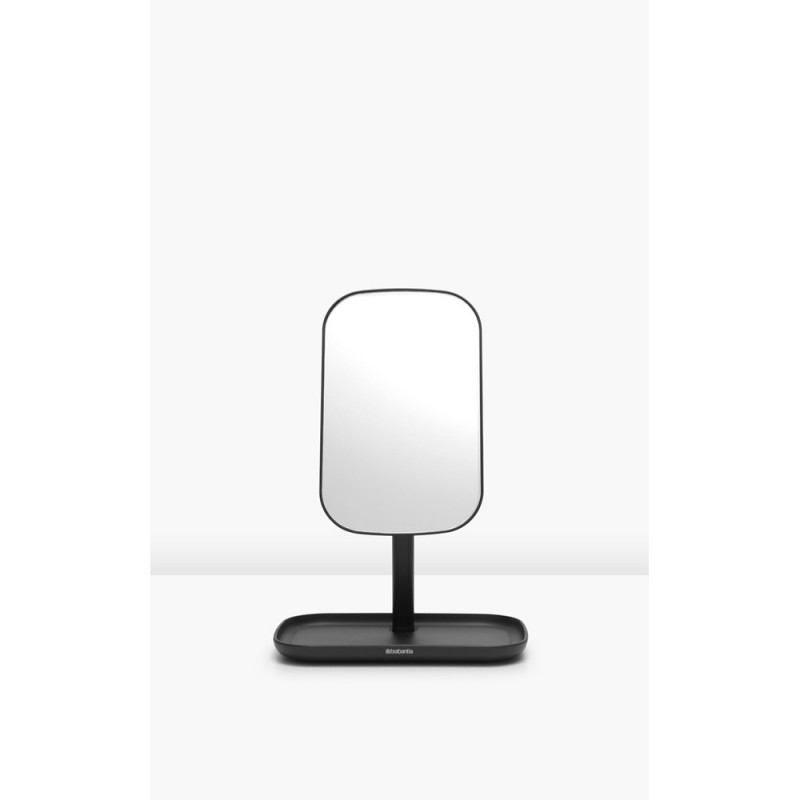 Καθρέφτης με βάση για αξεσουάρ Brabantia ReNew 1004184, 28,3x20x12,6 cm, Αντιολισθητική βάση, ρυθμιζόμενο κατά 360°, Σκούρο γκρι