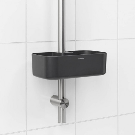 Οργανωτής ντους Brabantia ReNew 1004186, 7.5x13.3x24.4 cm, Βάθος με τρύπες νερού, Ανθεκτικό στη διάβρωση, Σκούρο γκρι
