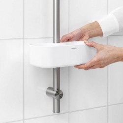 Οργανωτής ντους Brabantia ReNew 1004187, 7.5x13.3x24.4 cm, Βάθος με τρύπες νερού, Ανθεκτικό στη διάβρωση, Λευκό