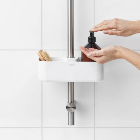 Οργανωτής ντους Brabantia ReNew 1004187, 7.5x13.3x24.4 cm, Βάθος με τρύπες νερού, Ανθεκτικό στη διάβρωση, Λευκό