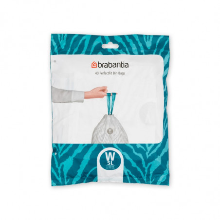 Σακούλα απορριμμάτων Brabantia PerfectFit NewIcon N 1005489, μέγεθος W, 5 l, 40 τεμάχια, λευκό