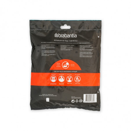 Σακούλα απορριμμάτων Brabantia PerfectFit NewIcon N 1005489, μέγεθος W, 5 l, 40 τεμάχια, λευκό