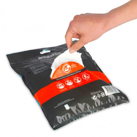 Σακούλα απορριμμάτων Brabantia PerfectFit NewIcon N 1005489, μέγεθος W, 5 l, 40 τεμάχια, λευκό