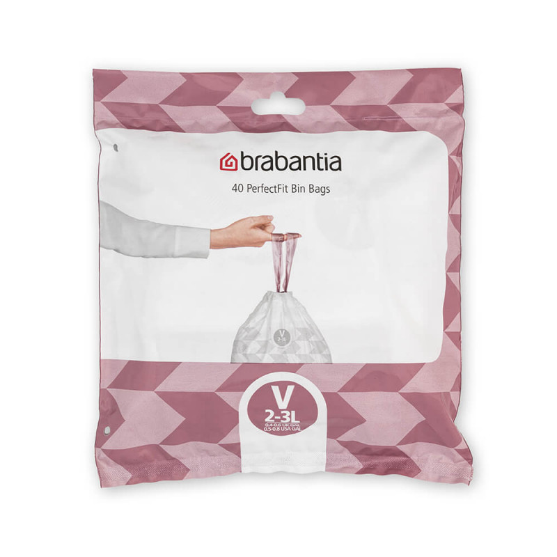 Σακούλες απορριμμάτων Brabantia PerfectFit NewIcon 1005507, μέγεθος V, 3 l, 40 τεμάχια, λευκό