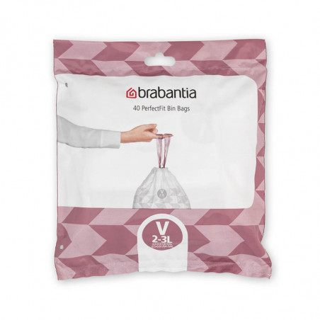 Σακούλες απορριμμάτων Brabantia PerfectFit NewIcon 1005507, μέγεθος V, 3 l, 40 τεμάχια, λευκό