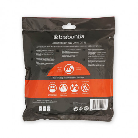 Σακούλες απορριμμάτων Brabantia PerfectFit NewIcon 1005507, μέγεθος V, 3 l, 40 τεμάχια, λευκό