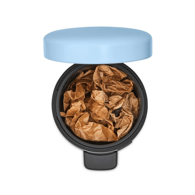 Κάδος απορριμμάτων με πεντάλ Brabantia NewIcon 1005524, 3 L, Ομαλό κλείσιμο, Αντιολισθητική βάση, Γαλάζιο