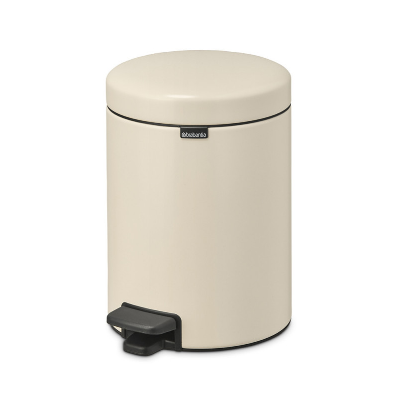 Κάδος απορριμμάτων με πεντάλ Brabantia NewIcon 1005527, 5 L, Ομαλό κλείσιμο, Αντιολισθητική βάση, Μπεζ