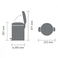Κάδος απορριμμάτων με πεντάλ Brabantia NewIcon 1005528, 5 l, Ομαλό κλείσιμο, Αντιολισθητική βάση, Γαλάζιο
