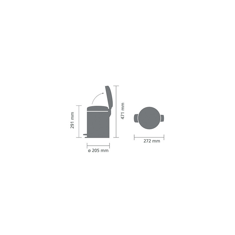 Κάδος απορριμμάτων με πεντάλ Brabantia NewIcon 1005528, 5 l, Ομαλό κλείσιμο, Αντιολισθητική βάση, Γαλάζιο